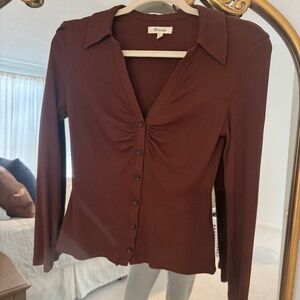 Madewell Long Sleeve Ruched Button Up